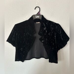 Black Velvet Y2K cropped short sleeve cardigan overlay by l8er Clothing